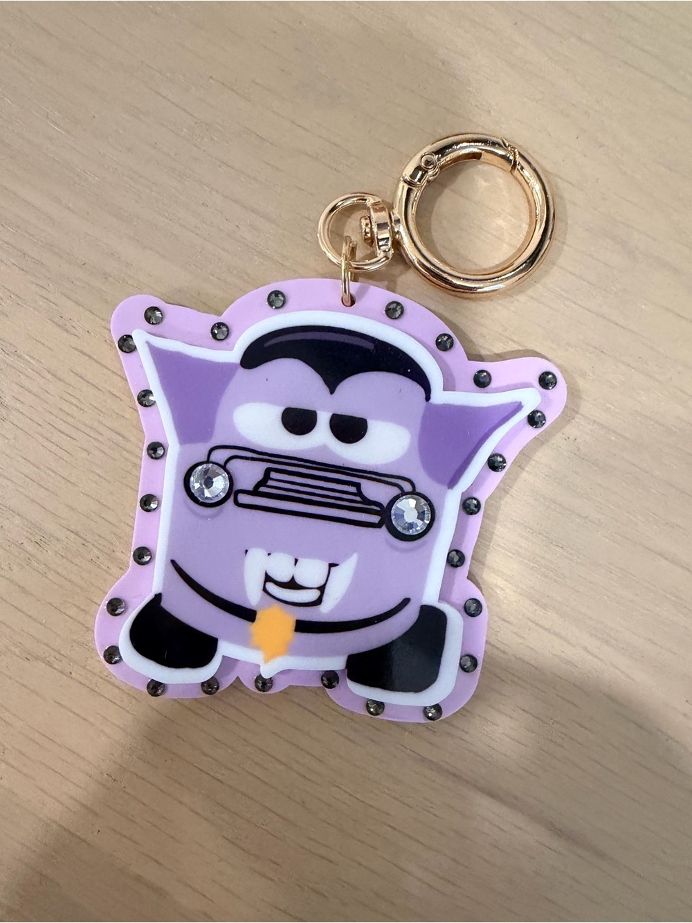 Disney cars small shop Purple Cartoon Vampire Crossbody Charm with Gold Ring